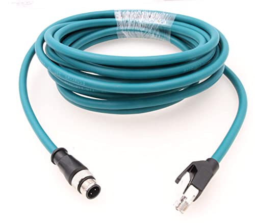 ZBLZGP M12 4 Position D-Coded Male to RJ45 Cat5e Ethernet Waterproof Cable Industrial Field-wireable Machinery Sensor Camera (2M)