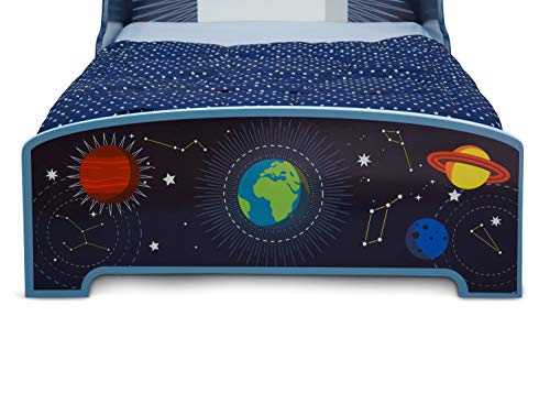 Delta Children Wood Toddler Bed, Space Adventures Rocket Ship + Simmons Kids Quiet Nights Dual Sided Crib and Toddler Mattress (Bundle)