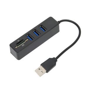 3 Port USB2.0 Hub, USB Data Hub Splitter with TF/SD Card Reader, USB2.0 Multiport Hub for Win 10/8/8.1/7/Vista/XP, OS X, Linux, for Chrome OS, Plug and Play(Black)