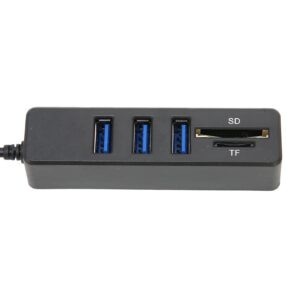 3 Port USB2.0 Hub, USB Data Hub Splitter with TF/SD Card Reader, USB2.0 Multiport Hub for Win 10/8/8.1/7/Vista/XP, OS X, Linux, for Chrome OS, Plug and Play(Black)