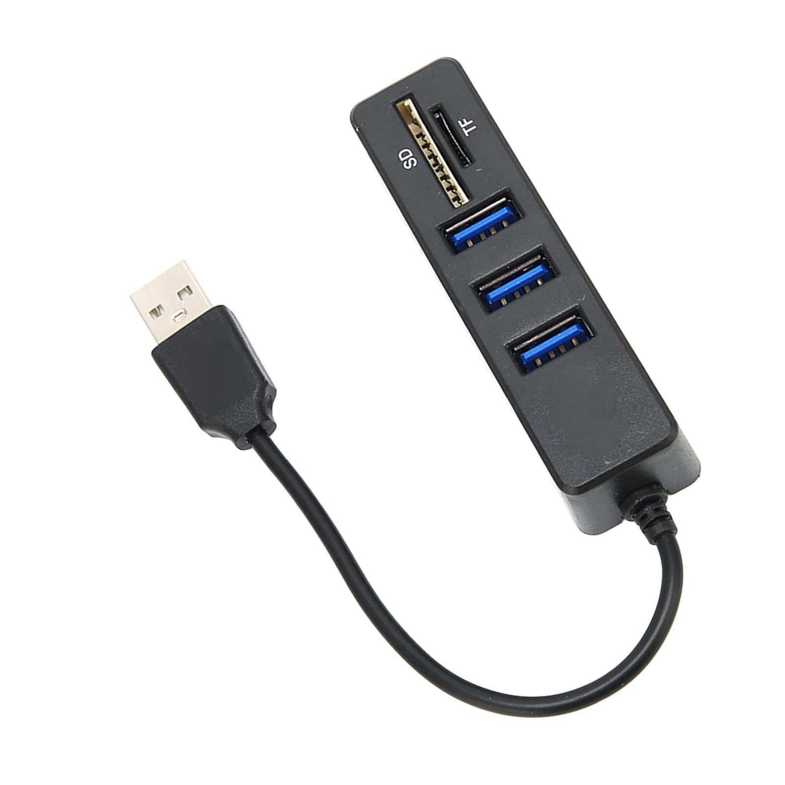 3 Port USB2.0 Hub, USB Data Hub Splitter with TF/SD Card Reader, USB2.0 Multiport Hub for Win 10/8/8.1/7/Vista/XP, OS X, Linux, for Chrome OS, Plug and Play(Black)