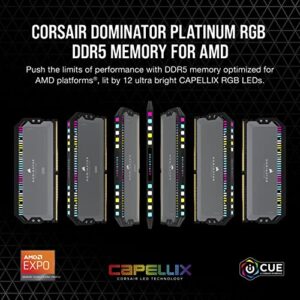 CORSAIR DOMINATOR PLATINUM RGB DDR5 32GB (2x16GB) DDR5 6000MHz CL36 AMD EXPO Intel XMP iCUE Compatible Computer Memory – Gray (CMT32GX5M2D6000Z36)