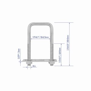 FOCMKEAS 4 Sets 304 Stainless Steel Square U-Bolts 2"(50mm) Inner Width, 3.15"(80mm) Length Stainless M6 with Nuts, Frame Plate, Accessories for Automobiles Trailer, Boat Trailer Industrial Parts