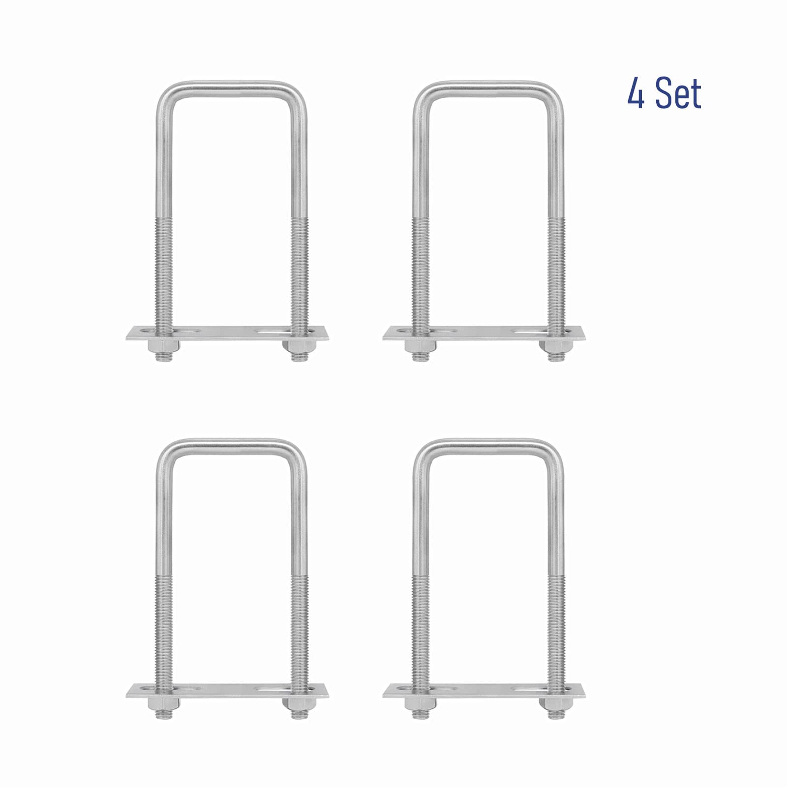 FOCMKEAS 4 Sets 304 Stainless Steel Square U-Bolts 2"(50mm) Inner Width, 3.15"(80mm) Length Stainless M6 with Nuts, Frame Plate, Accessories for Automobiles Trailer, Boat Trailer Industrial Parts