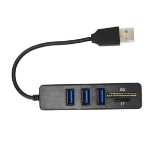 3 port usb2.0 hub, usb data hub splitter with tf/sd card reader, usb2.0 multiport hub for win 10/8/8.1/7/vista/xp, os x, linux, for chrome os, plug and play(black)