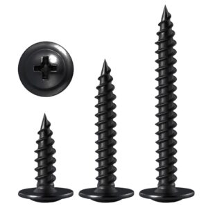 Wensilon (250 pcs)#8×1" Black Truss Head Wood Screws Quick Metal Self Tapping Zinc Oxide