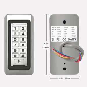 Wireless WiFi Access Control Keypad, Metal Stand-Alone Door Access Control System, EM Card Reader, Weatherproof, Backlight, TUYA Wireless Entry Security Access Controller for Garage, office