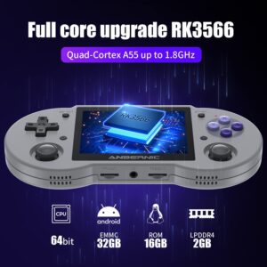 RG353P Retro Handheld Game Machine with Dual OS Android 11 and Linux, RG353P Multi Touch Support 5G WiFi 4.2 Bluetooth Online Fighting, RG353P Handled with 64G TF Card 4452 Games Support HDMI