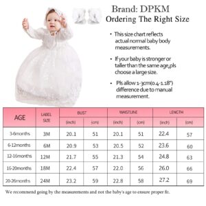 DPKM Baby Girl Baptism Dress 3PCS Infant Embroidered Christening Formal Gowns Outfit for Party Wedding