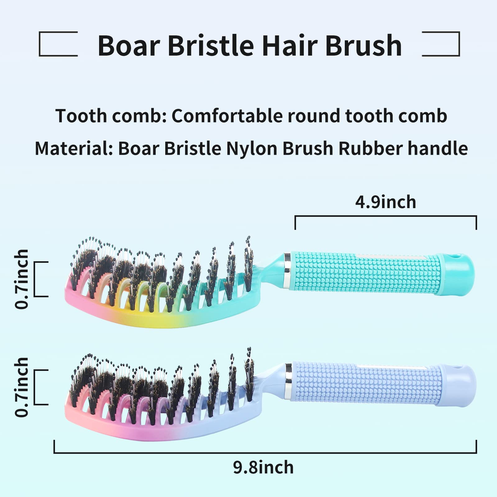 2 Pack Detangling Brush Getting Knots Out without Pain Adds Shine and Makes Hair Smooth,Detangler Boar Bristle Hair Brush for Adult & Kids Wet or Dry Hair(Green&Blue)