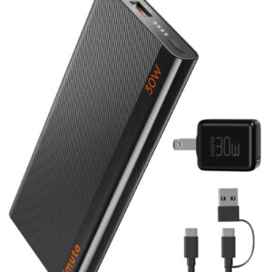 imuto Slim Portable Charger, 30W PPS Bundle Super Fast Charging Power Bank with USB-C PD Power Bank External Battery, Compatible with Samsung Galaxy S23 S22, iPad Pro, iPhone 15/14/13 Pro Max, Pixel