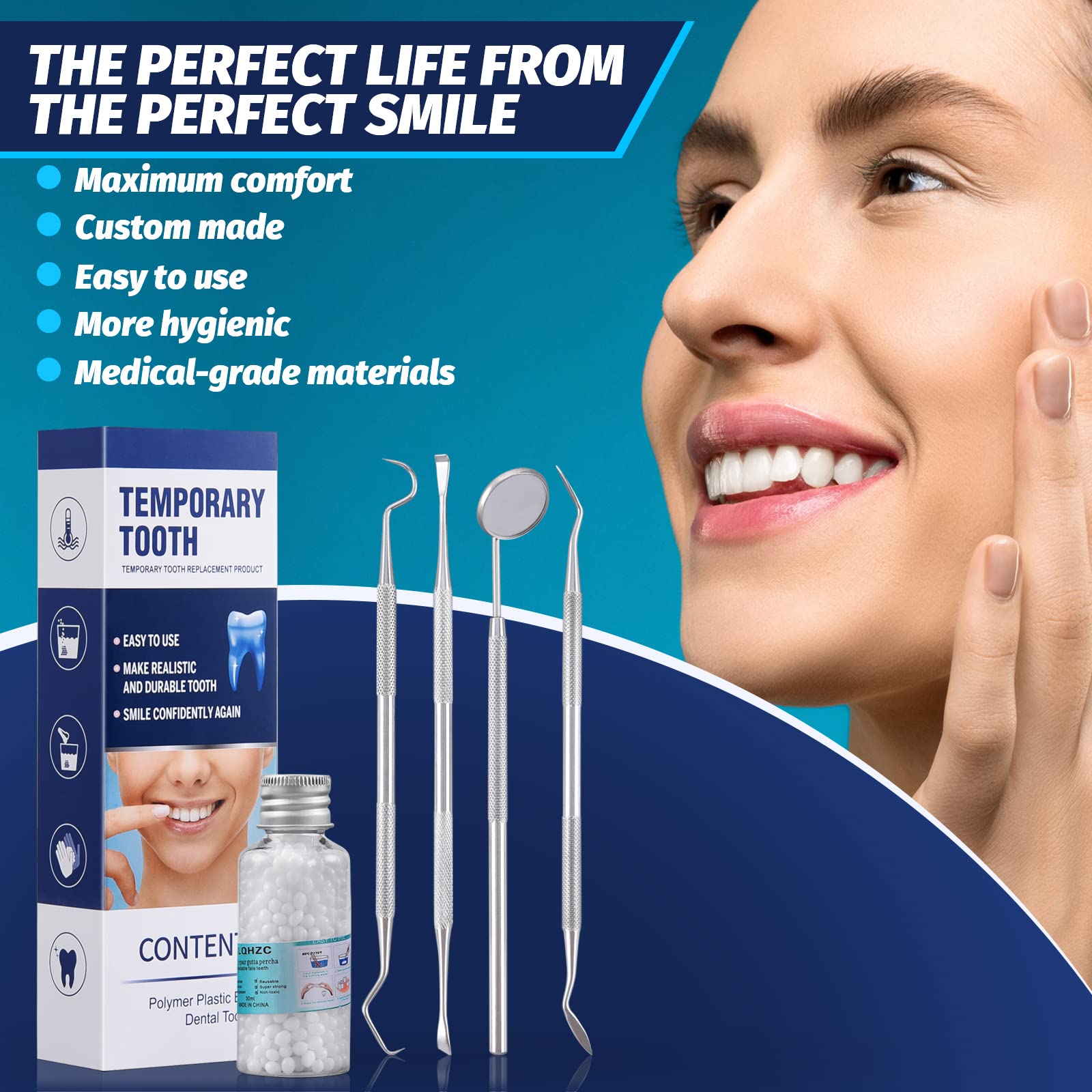 Tooth Repair Kit,DIY Thermal Fitting Beads,Moldable Temporary False Teeth,Restore Confidence Smile