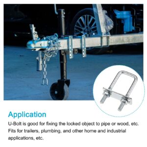 METALLIXITY U Bolts (M8x25x90mm), Square U Bolt Carbon Steel with Accessories - for Construction, Pipe