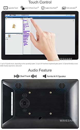 Waveshare 11.6inch IPS Capacitive Touch Screen LCD 1920×1080 HDMI Display with Toughened Glass Cover Compatible with Raspberry Pi Jetson Nano and BB Black Use as Computer Monitor