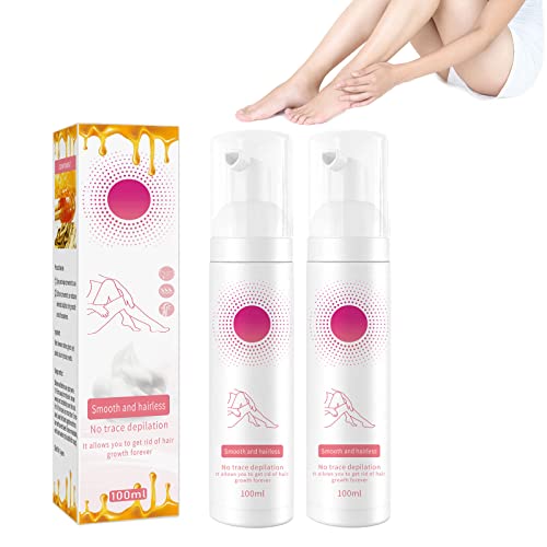 Nuttybuzzy Gentle Beeswax Mousse for Non-Irritating Moisturizing Hair Removal - Depilatory Spray Foam for Legs, Underarms & Body (100ML, 2Pcs)