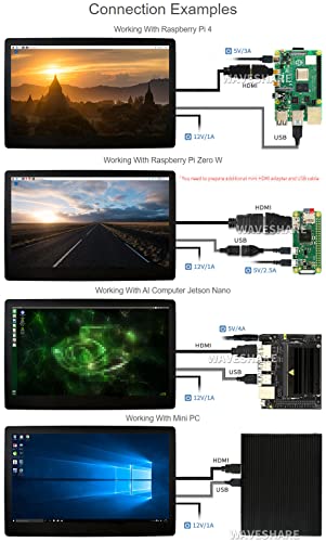 Waveshare 11.6inch IPS Capacitive Touch Screen LCD 1920×1080 HDMI Display with Toughened Glass Cover Compatible with Raspberry Pi Jetson Nano and BB Black Use as Computer Monitor