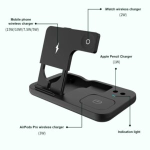 BoxWave Charger Compatible with Sony Xperia 1 IV (Charger Wireless MultiCharge Desktop Stand Pro, Qi Wireless 4 in1 Charger Stand Multiple Devices for Sony Xperia 1 IV - Jet Black