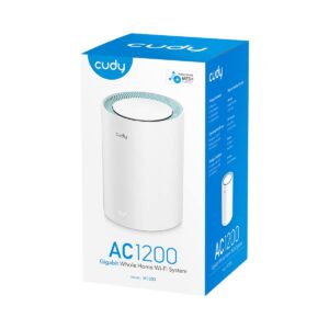 Cudy AC1200 Gigabit Whole Mesh WiFi System, Dual Band, WiFi Extender, High Gain Antennas, VPN, Cloudflare, Connect Up to 100 Devices, M1300 1-Pack