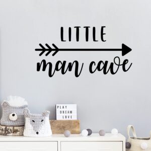 Vinyl Wall Art Decal - Little Man Cave - 8" x 15" - Trendy Inspiring Lovely Kids Quote Sticker for Home Boys Room Toddlers Bedroom Nursery Playroom Kindergarten Daycare Fun Decor (Black)