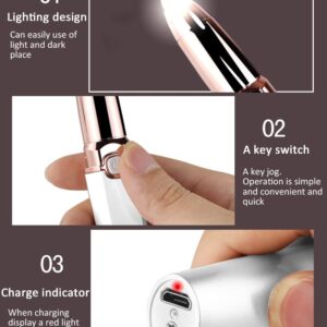 2 in 1 Eyebrow Trimmer Facial Hair Remover Electric Razor for Women Pubic Hair Bikini Shaver Epilator for Face Peach Fuzz Lips Painless Rechargeable Portable