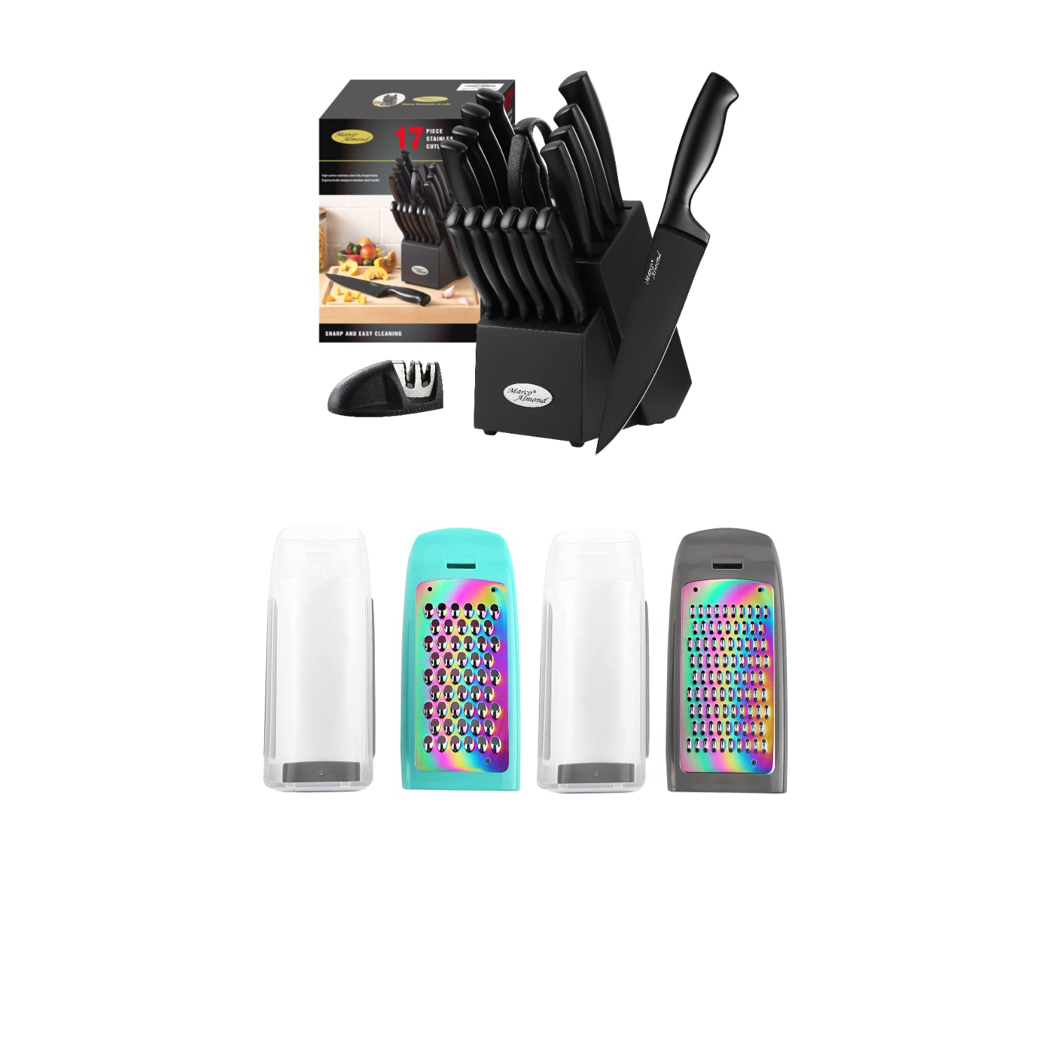 Marco Almond MA23 Kitchen Knife Sets + Marco Almond MA63 Graters for Kitchen