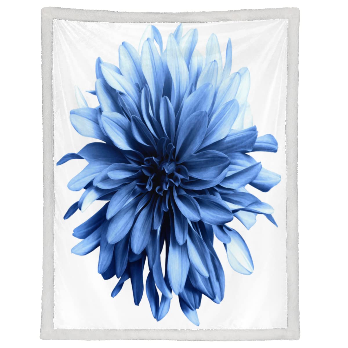 Blue Flowers Dahlias Throw Blanket Baby Blankets for Baby Boys Girls, Soft Cozy Lightweight Warm Blanket for Nursery Couch Sofa Chair Recliner Bed Baby Gifts 30x40 Inch