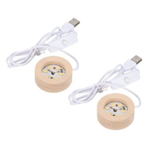 meccanixity led wood displays base ball stand holders 6x2cm warm light round usb switch for crystal ball stone pack of 2