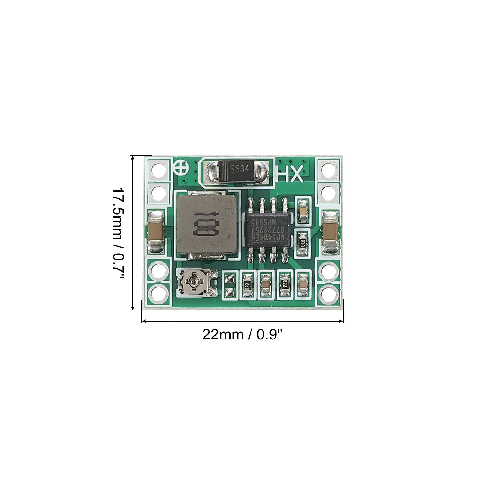 MECCANIXITY DC-DC Buck Converter Voltage Regulator MP1484EN 4.75-23V to 1-17V 3A Green for RC Airplane Power Adjustment Pack of 4