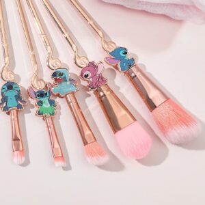 Stitch Makeup Brushes Bracelet Set - Ohana Interstellar Baby Stitch Makeup Brush and 8.26in Pandora Stitch Bracelet Gifts for Girls Women Birthday Christmas