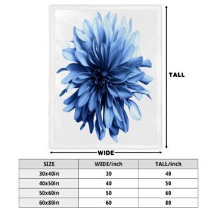 Blue Flowers Dahlias Throw Blanket Baby Blankets for Baby Boys Girls, Soft Cozy Lightweight Warm Blanket for Nursery Couch Sofa Chair Recliner Bed Baby Gifts 30x40 Inch