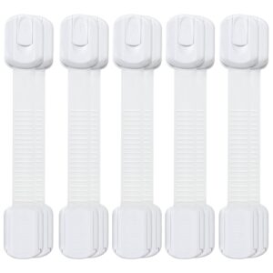 child safety strap locks (10 pack) baby proofing cabinet strap, adjustable straps with 3m adhesive no drilling, baby furniture proofing, versatile safety locks are easy to install and handle