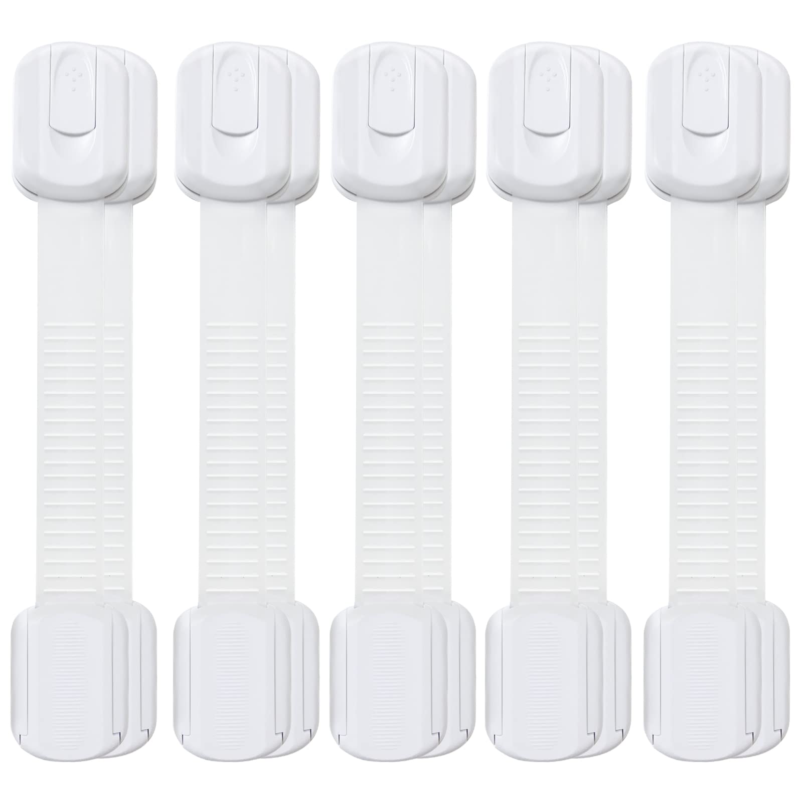 Child Safety Strap Locks (10 Pack) Baby Proofing Cabinet Strap, Adjustable Straps with 3M Adhesive No Drilling, Baby Furniture Proofing, Versatile Safety Locks Are Easy to Install and Handle