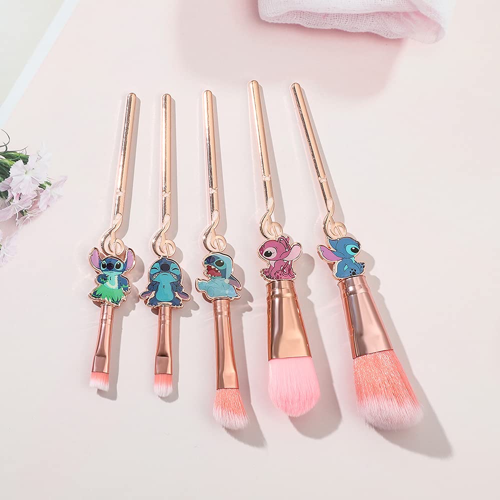 Stitch Makeup Brushes Bracelet Set - Ohana Interstellar Baby Stitch Makeup Brush and 8.26in Pandora Stitch Bracelet Gifts for Girls Women Birthday Christmas