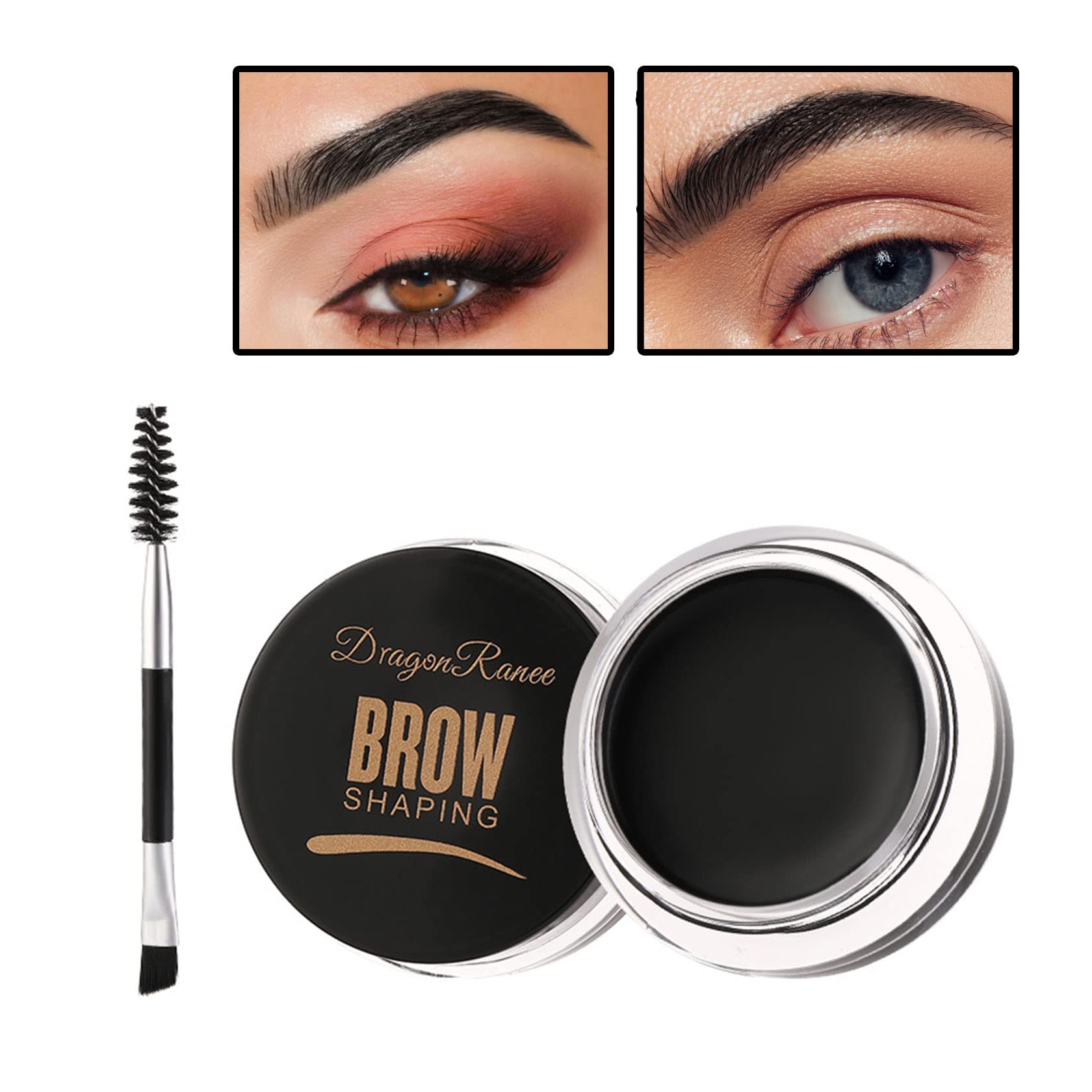 Eyebrow Pomade Brow Gel Pomade,Long Lasting Waterproof and Enhancers Eyebrow Soft Smooth,Eyebrow Makeup Gel with Eyebrow Brush for Girls and Women-Black