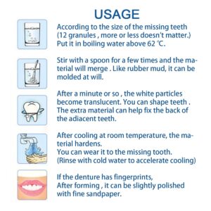 Tooth Repair Kit - Teeth Replacement Kit for Temporary Restoration of Missing & Broken Teeth Replacement Dentures, DIY Heat Fit Beads