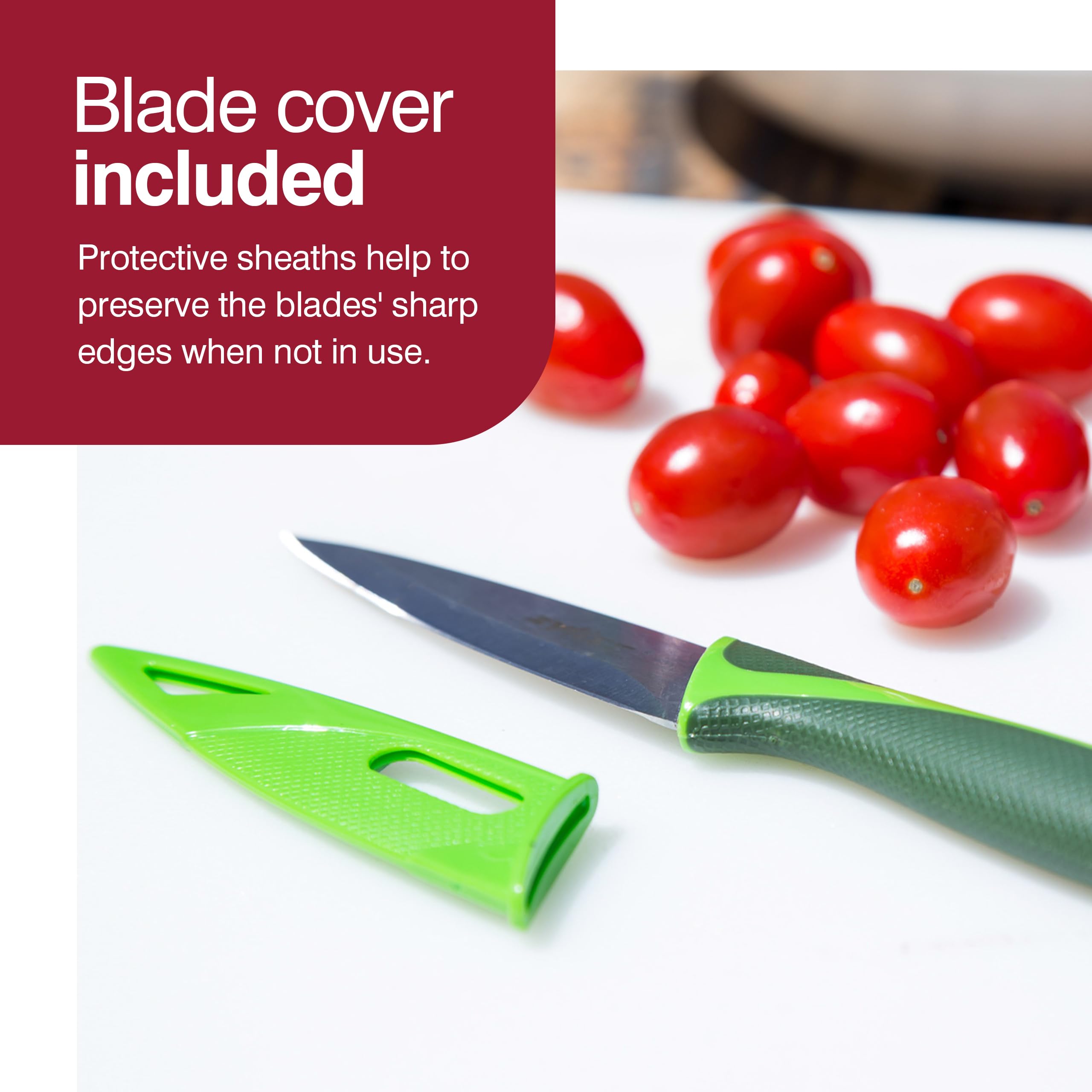 Zyliss Utility Kitchen Knives with Sheath Covers - Dishwasher Safe - Stainless Steel Kitchen Knives Perfect for Cutting Meat, Vegetables & Fruit - 2 Piece 3.25" Paring Set