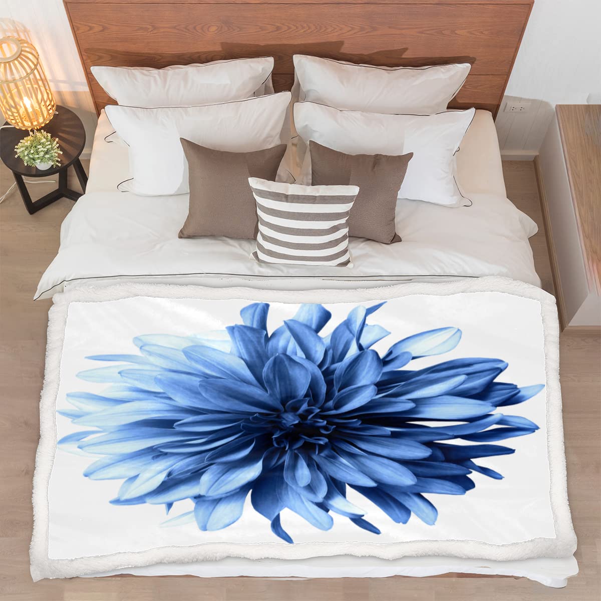 Blue Flowers Dahlias Throw Blanket Baby Blankets for Baby Boys Girls, Soft Cozy Lightweight Warm Blanket for Nursery Couch Sofa Chair Recliner Bed Baby Gifts 30x40 Inch