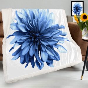 Blue Flowers Dahlias Throw Blanket Baby Blankets for Baby Boys Girls, Soft Cozy Lightweight Warm Blanket for Nursery Couch Sofa Chair Recliner Bed Baby Gifts 30x40 Inch