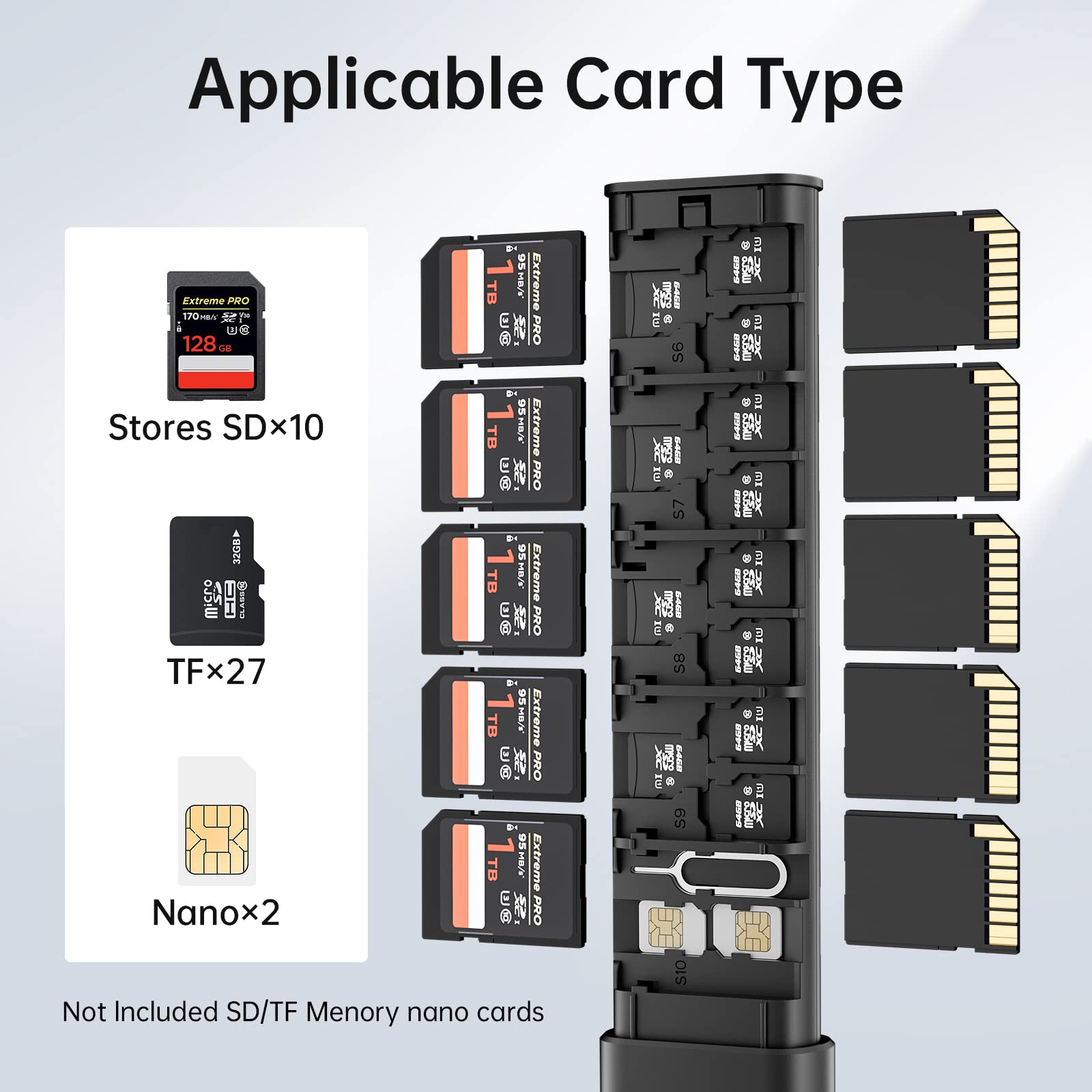 BUDI Pop-up Design 30 Slots Memory Card Case Crush & Shockproof Wallet for 27 Micro SD SDXC SDHC TF Cards and 6 Cards/Micro SDHC/Micro Holder Organizer,Case Storage