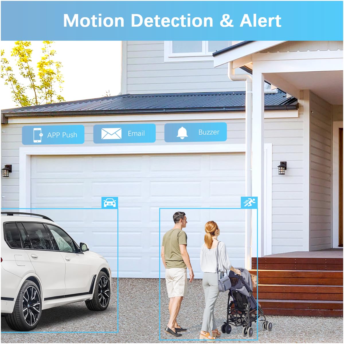 【2-Way Audio & Dual Antenna Enhanced】 90ft Night Vision Outdoor Wireless Security Camera System, Wireless Surveillance Camera System, WiFi Video Surveillance, Home Security Cameras