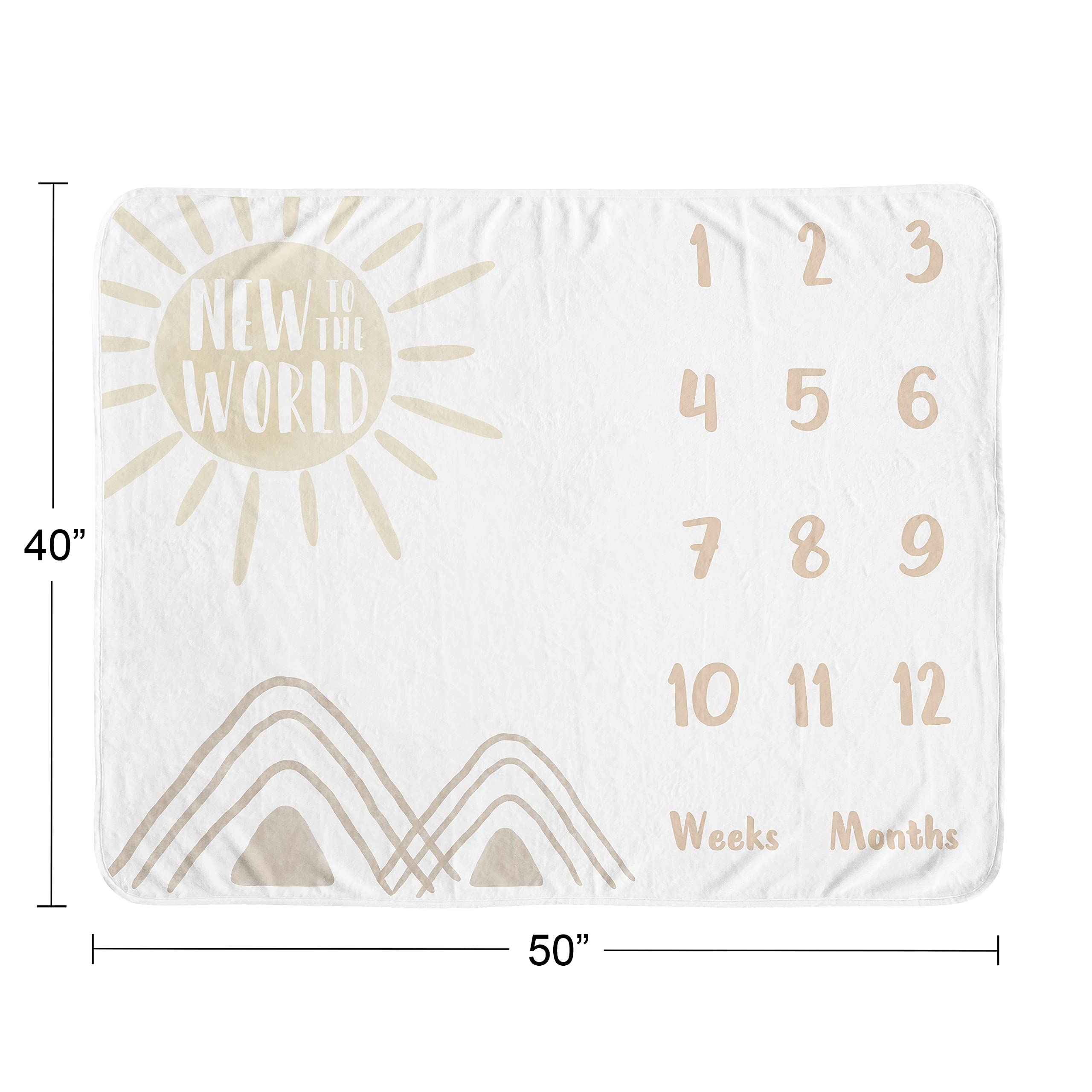 Sweet Jojo Designs Boho Desert Sun Taupe Milestone Blanket Monthly Newborn First Year Growth Mat Baby Shower Neutral Tan Beige Ivory Gold Cream Off White Bohemian Mountain Geometric Sunshine