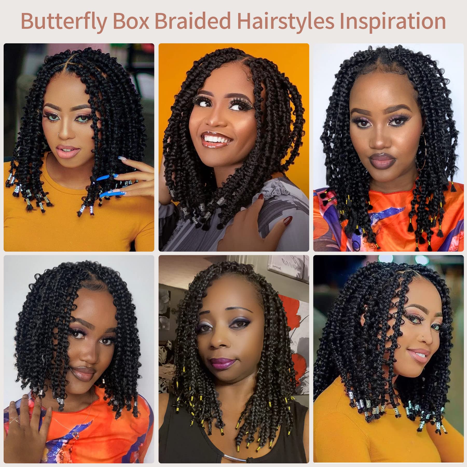 Lexqui 14" Short Knotless Braided Wigs for Women Box Braid Wig Butterfly Bob Braided Wigs Full Double Braided Lace Front Wig with Baby Hair Human Hair Blended Braiding Hair Wig Natural Black