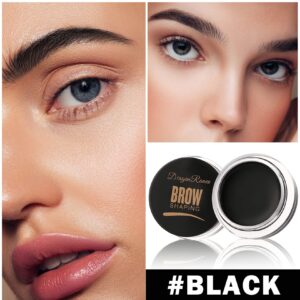 Eyebrow Pomade Brow Gel Pomade,Long Lasting Waterproof and Enhancers Eyebrow Soft Smooth,Eyebrow Makeup Gel with Eyebrow Brush for Girls and Women-Black