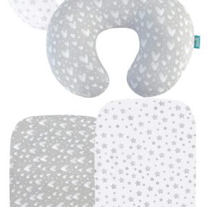 2 Pack Nursing Pillow Cover for Boppy Pillow 100% Cotton & Bassinet Sheets Compatible with Baby Delight Beside Me Dreamer Bassinet, 2 Pack