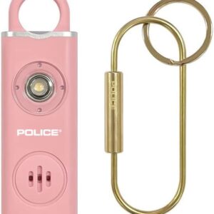 POLICE Personal Safety Alarm for Women – Loud Siren, Flashlight, Strobe Light and Key Chain Rechargeable, Pink