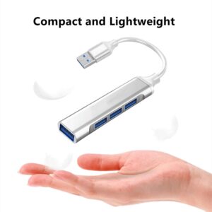 USB 3.0 Hub Expander Mini USB Hub Extensions 4 Port USB Adapter Station, Ultra Slim Portable Data Hub USB Splitter Aluminum Applicable for Laptop, iMac Pro, MacBook Air, Mac, Notebook PC