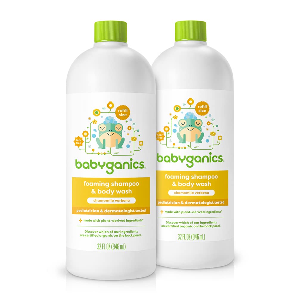 Babyganics Shampoo and Body Wash Refill, Chamomile Verbena, 32 Fl Oz (Pack of 2)