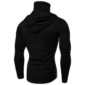 Maiyifu-GJ Men's Casual Pullover Hoodies with Mask Long Sleeve Workout Hooded Sweatshirt Lightweight Windproof Hoodie Blouse (Black,Medium)