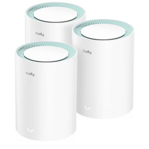 cudy m1300 3-pack ac1200 gigabit whole mesh wifi system, dual band, wifi extender, high gain antennas, vpn, cloudflare, connect up to 100 devices