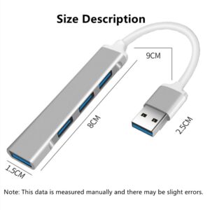 USB 3.0 Hub Expander Mini USB Hub Extensions 4 Port USB Adapter Station, Ultra Slim Portable Data Hub USB Splitter Aluminum Applicable for Laptop, iMac Pro, MacBook Air, Mac, Notebook PC